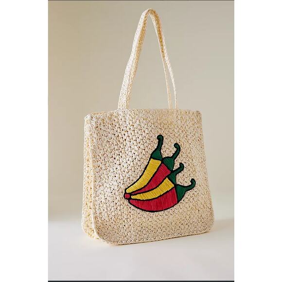 Anthropologie Natural Farmers Market Raffia Tote NWT - Picture 1 of 11